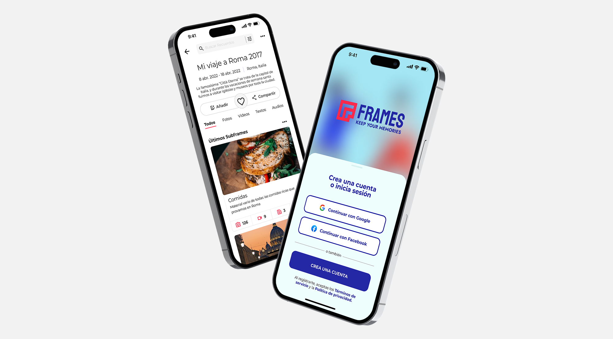 5 mobile views of the Archivoteca project
